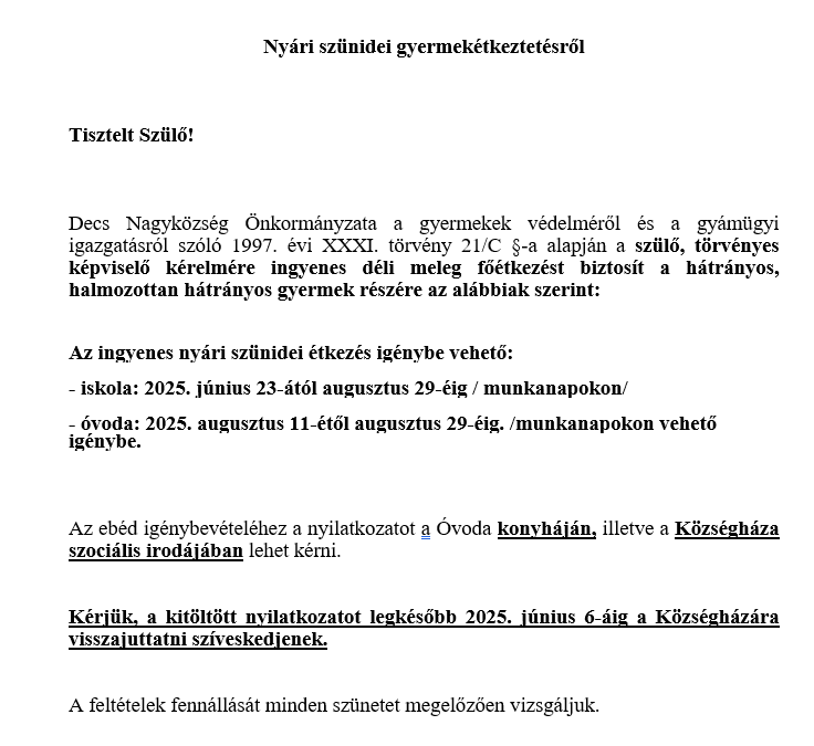 Tájékoztatás