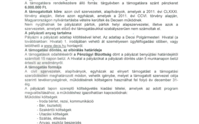 Pályázati felhívás