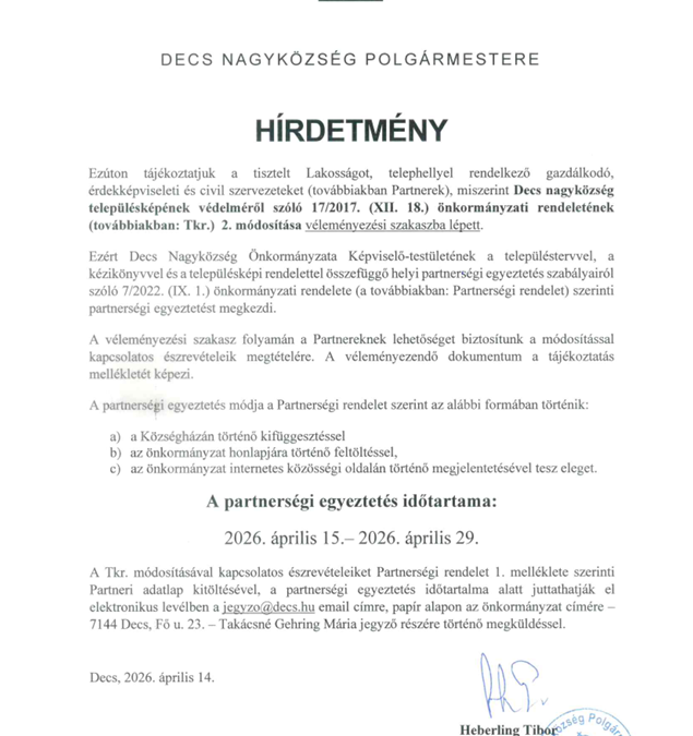 Hírdetmény