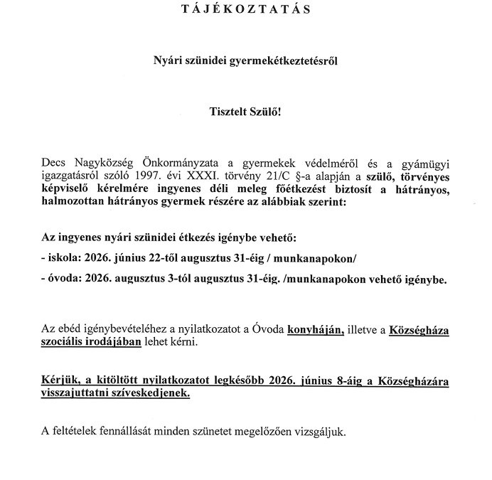 Tájékoztatás
