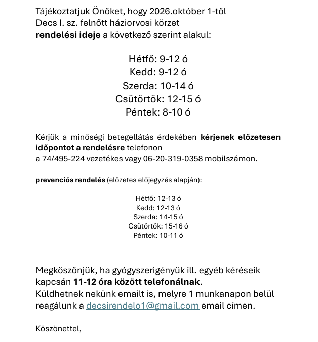 Tájékoztatás